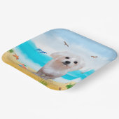 マルチーズドッグオンビーチ ペーパープレート (傾斜あり)