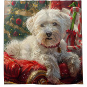 マルチーズドッグクリスマスフェスティバル シャワーカーテン (正面)