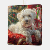 マルチーズドッグクリスマスフェスティバル セラミックオーナメント (左)