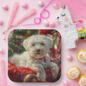 マルチーズドッグクリスマスフェスティバル ペーパープレート (パーティー)