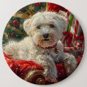 マルチーズドッグクリスマスフェスティバル 缶バッジ (正面)