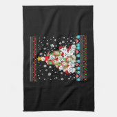 マルチーズドッグクリスマスライト醜いクリスマス汗 キッチンタオル (縦)