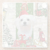 マルチーズドッグクリスマス ガラスコースター (裏面)