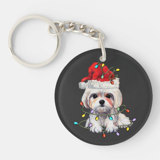 マルチーズドッグクリスマス、クリスマスマルチーズドッグ キーホルダー (正面)