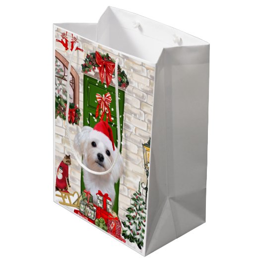 マルチーズドッグクリスマス ミディアムペーパーバッグ (裏面アングル)