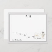 マルチーズドッググレーモ縁どノグラム ノートカード (正面/裏面)