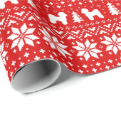 マルチーズドッグシルエットクリスマスホリデーレッド ラッピングペーパー (ロールコーナー)
