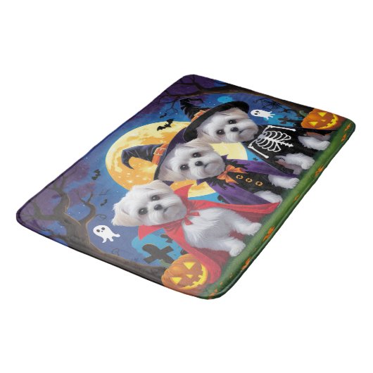 マルチーズドッグズパンプキンハロウィンおもしろい バスマット (アングル)