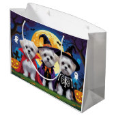 マルチーズドッグズパンプキンハロウィンおもしろい ラージペーパーバッグ (裏面アングル)