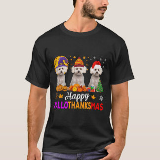 マルチーズドッグハロウィーンクリスマスハロサンクスハロサンクスマス1 Tシャツ