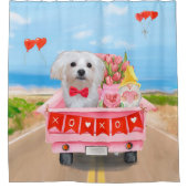 マルチーズドッグバレンタインデートラック シャワーカーテン (正面)