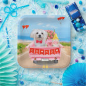 マルチーズドッグバレンタインデートラック ペーパープレート (パーティー)