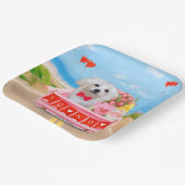 マルチーズドッグバレンタインデートラック ペーパープレート (傾斜あり)