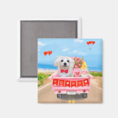 マルチーズドッグバレンタインデートラック マグネット (正面/裏面)