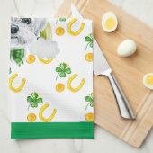 マルチーズドッグホリデーホームデコールSt patricks day キッチンタオル (四つ折り)