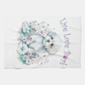 マルチーズドッグママフローラ キッチンタオル (横)