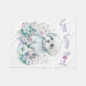 マルチーズドッグママフローラ フリースブランケット (正面(横))