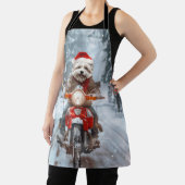 マルチーズドッグライディングオートバイクリスマス エプロン (インサイチュ)