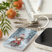 マルチーズドッグライディングオートバイクリスマス キーホルダー (正面右)