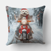 マルチーズドッグライディングオートバイクリスマス クッション (裏面)