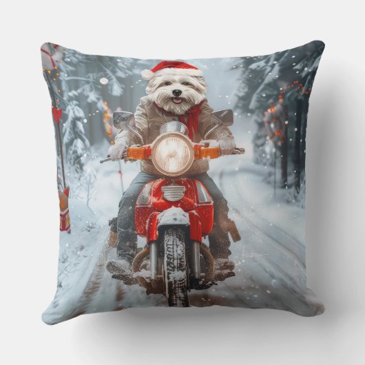 マルチーズドッグライディングオートバイクリスマス クッション (裏面)