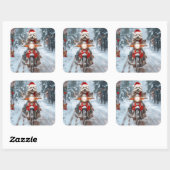 マルチーズドッグライディングオートバイクリスマス スクエアシール (シート)