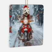 マルチーズドッグライディングオートバイクリスマス セラミックオーナメント (右)