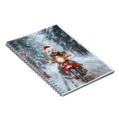 マルチーズドッグライディングオートバイクリスマス ノートブック (右側)