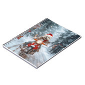 マルチーズドッグライディングオートバイクリスマス ノートブック (左側)