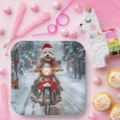 マルチーズドッグライディングオートバイクリスマス ペーパープレート (パーティー)