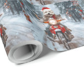 マルチーズドッグライディングオートバイクリスマス ラッピングペーパー (ロールコーナー)