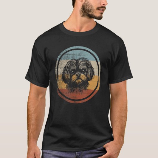 マルチーズドッグレトロスタイル Tシャツ (正面)