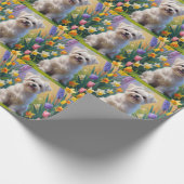 マルチーズドッグ春の花絵を描ズ ラッピングペーパー (角)