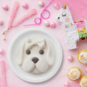 マルチーズドッグ3D インスパイア ペーパープレート (パーティー)