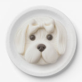 マルチーズドッグ3D インスパイア ペーパープレート (正面)