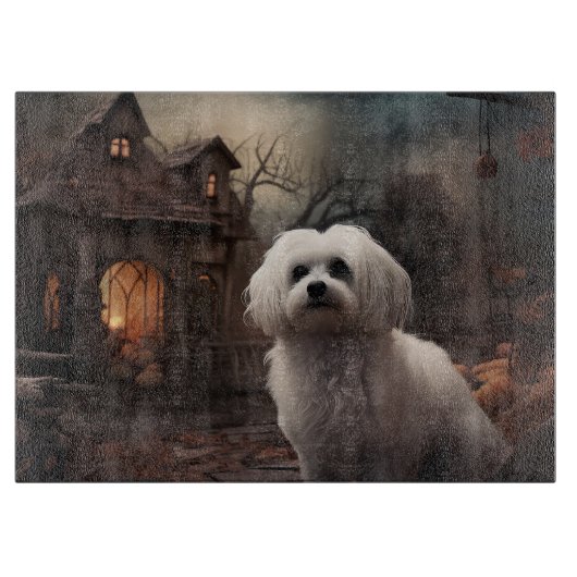マルチーズハロウィンホラー カッティングボード (正面)