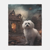 マルチーズハロウィンホラー フリースブランケット (正面)