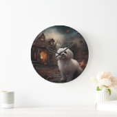 マルチーズハロウィンホラー ラージ壁時計 (ホーム)