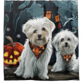 マルチーズハロウィン不気味 シャワーカーテン (正面)