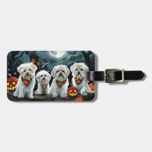 マルチーズハロウィン不気味 ラゲッジタグ
