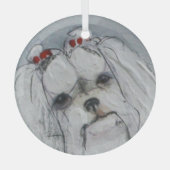 マルチーズバイヘヴェナー ガラスオーナメント (正面)