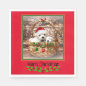 マルチーズパピズクリスマスデザイン スタンダードランチョンナプキン (正面)