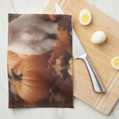 マルチーズパピーオータムデライトカボチャ キッチンタオル (四つ折り)