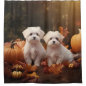 マルチーズパピーオータムデライトカボチャ シャワーカーテン (正面)