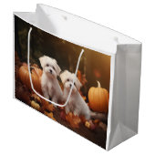 マルチーズパピーオータムデライトカボチャ ラージペーパーバッグ (正面アングル)