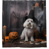マルチーズパンプキンズハロウィンホラー シャワーカーテン (正面)
