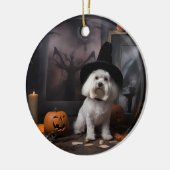 マルチーズパンプキンズハロウィンホラー セラミックオーナメント (左)