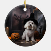 マルチーズパンプキンズハロウィンホラー セラミックオーナメント (裏面)
