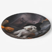 マルチーズパンプキンズハロウィンホラー ペーパープレート (アングル)