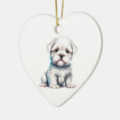 マルチーズパーソナライズされた子犬 セラミックオーナメント (左)